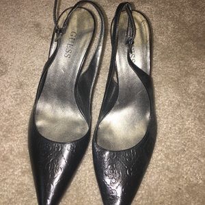 Guess embossed slingback pumps